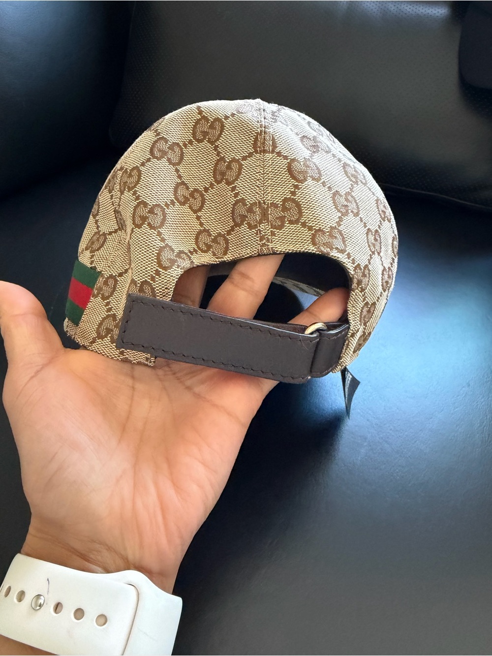 Gucci Beige and Brown GG Canvas Baseball Cap with Green-Red Web - Picture 4 of 7